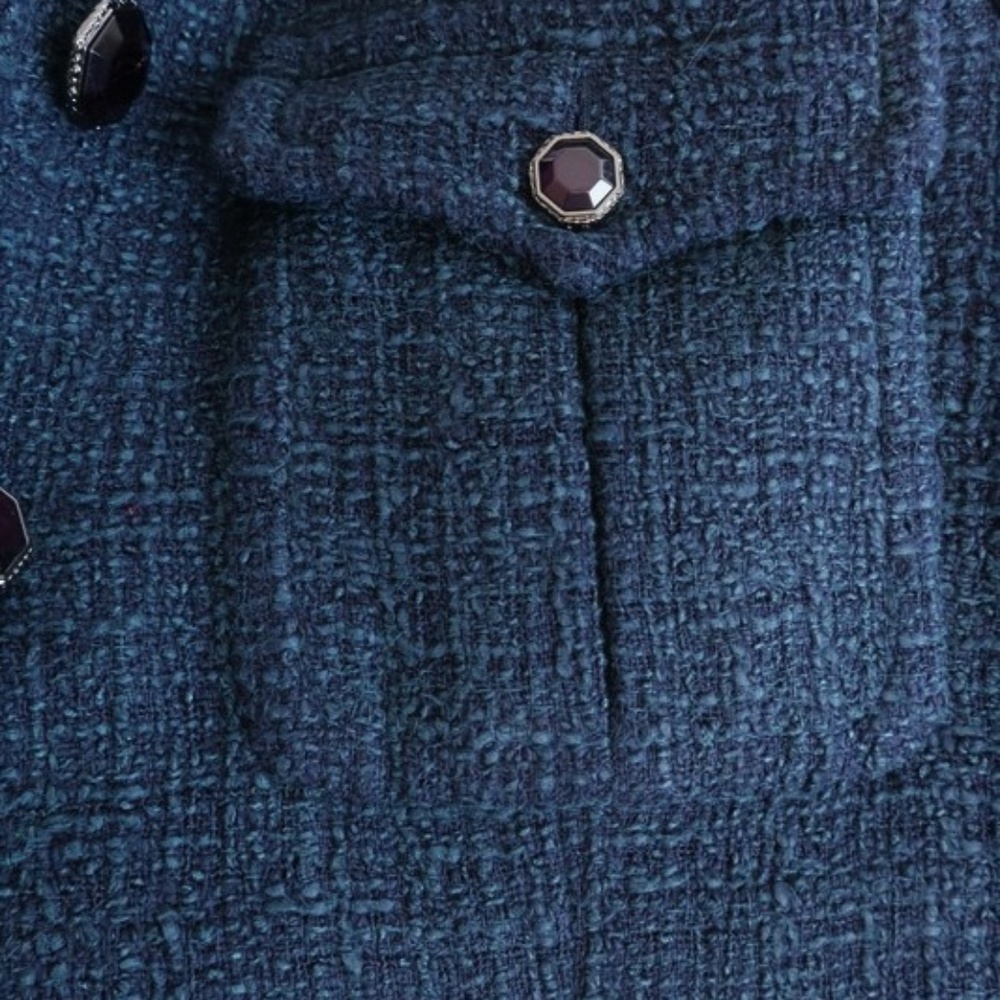Chanel Tweed Jacket Navy Cotton-Blend - Picture 7 of 8